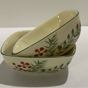 Lenox Williamsburg Boxwood & Pine Dipping Bowls Set of 2 Holiday Christmas